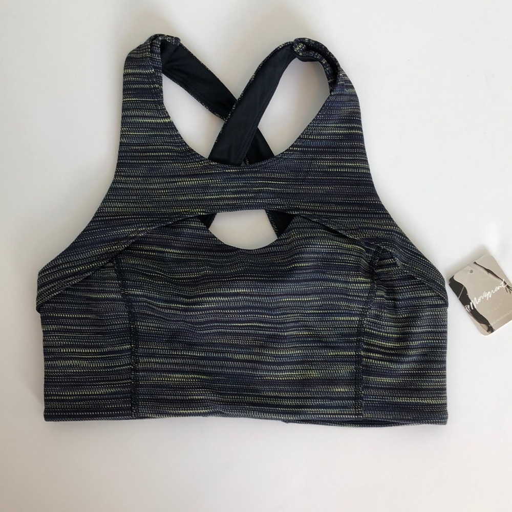 NEW! FREE PEOPLE MOVEMENT strut sports yoga knit black multi cut bralette bra - Picture 3 of 7